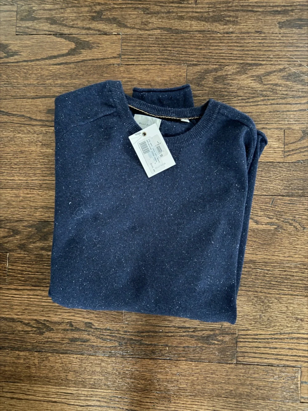 Billy Reid Heirloom Crew Sweater Navy Wool Silk Blend Men’s Size L NWT - Picture 3 of 4